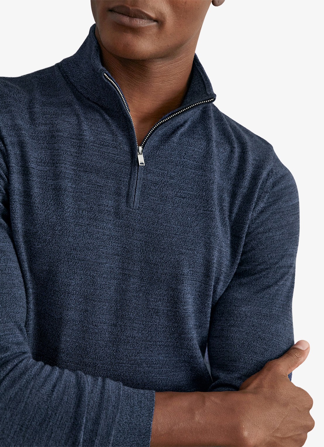 Reiss Blackhall fijngebreide trui met polokraag - detail 7 donkerblauw