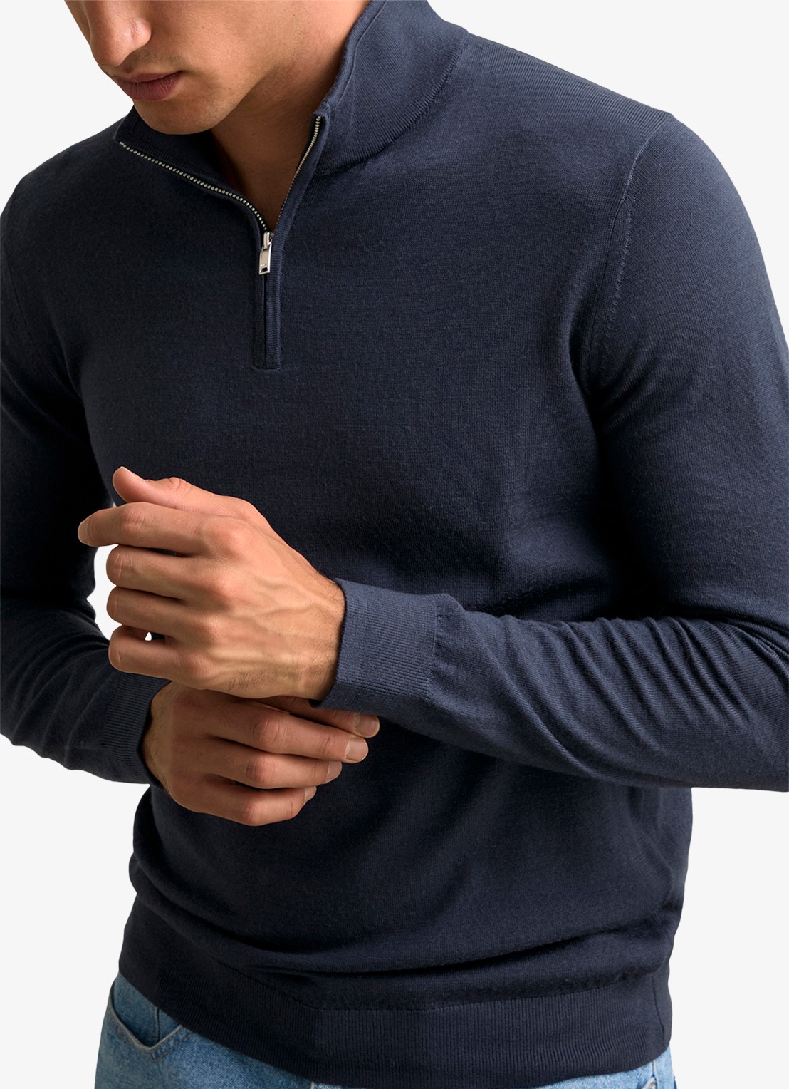 Reiss Blackhall fijngebreide trui met polokraag - detail 9 donkerblauw