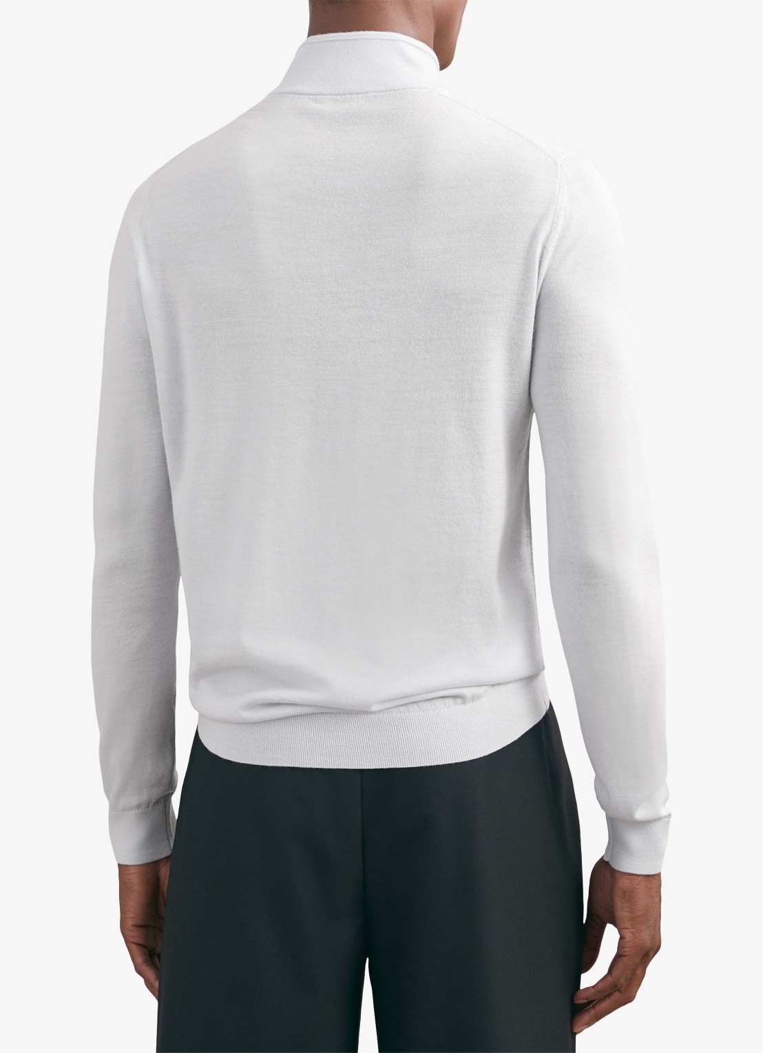 Reiss Blackhall schipperstrui van wol met halve rits  - achterkant lichtblauw