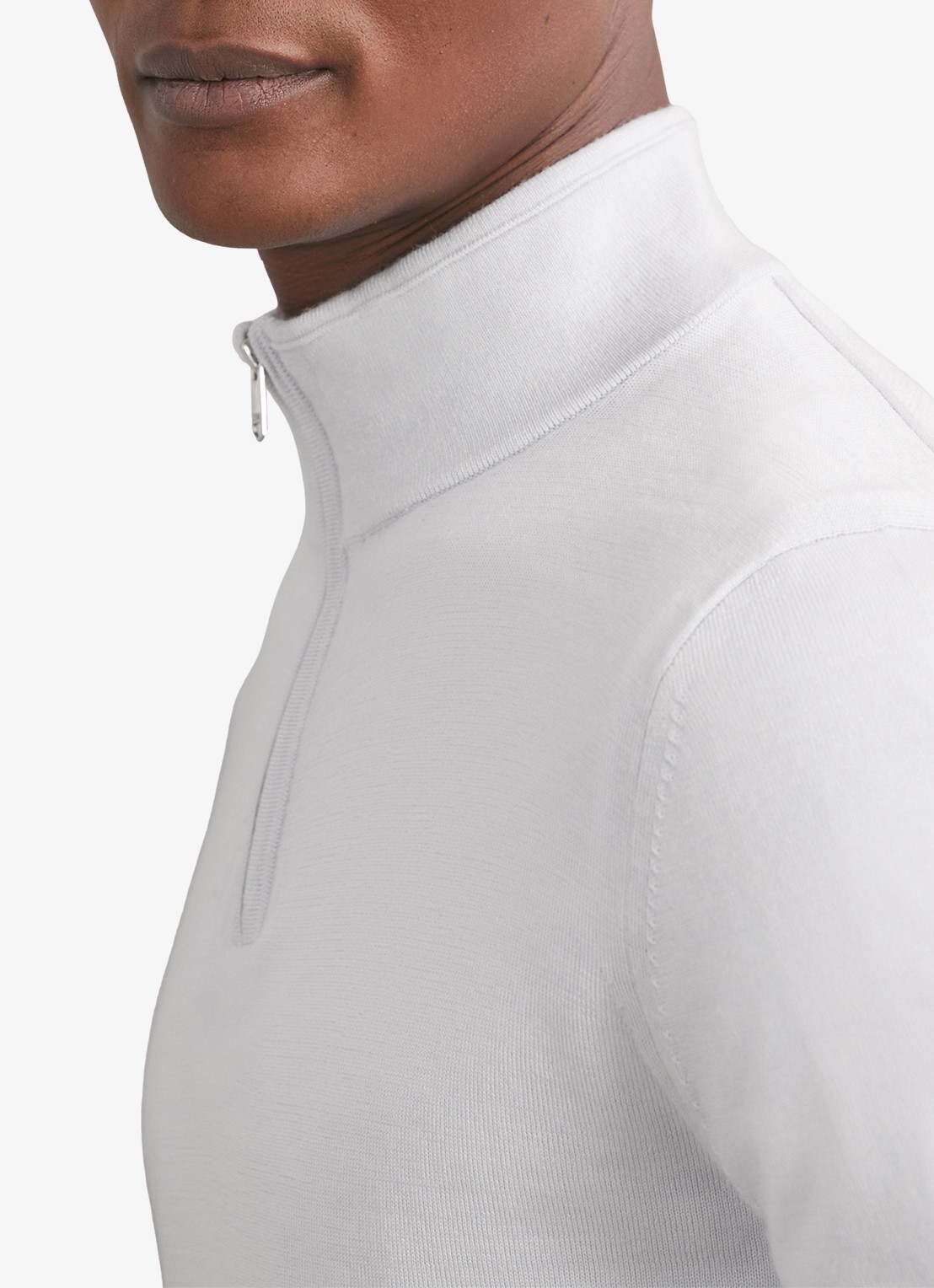 Reiss Blackhall schipperstrui van wol met halve rits  - detail 3 lichtblauw