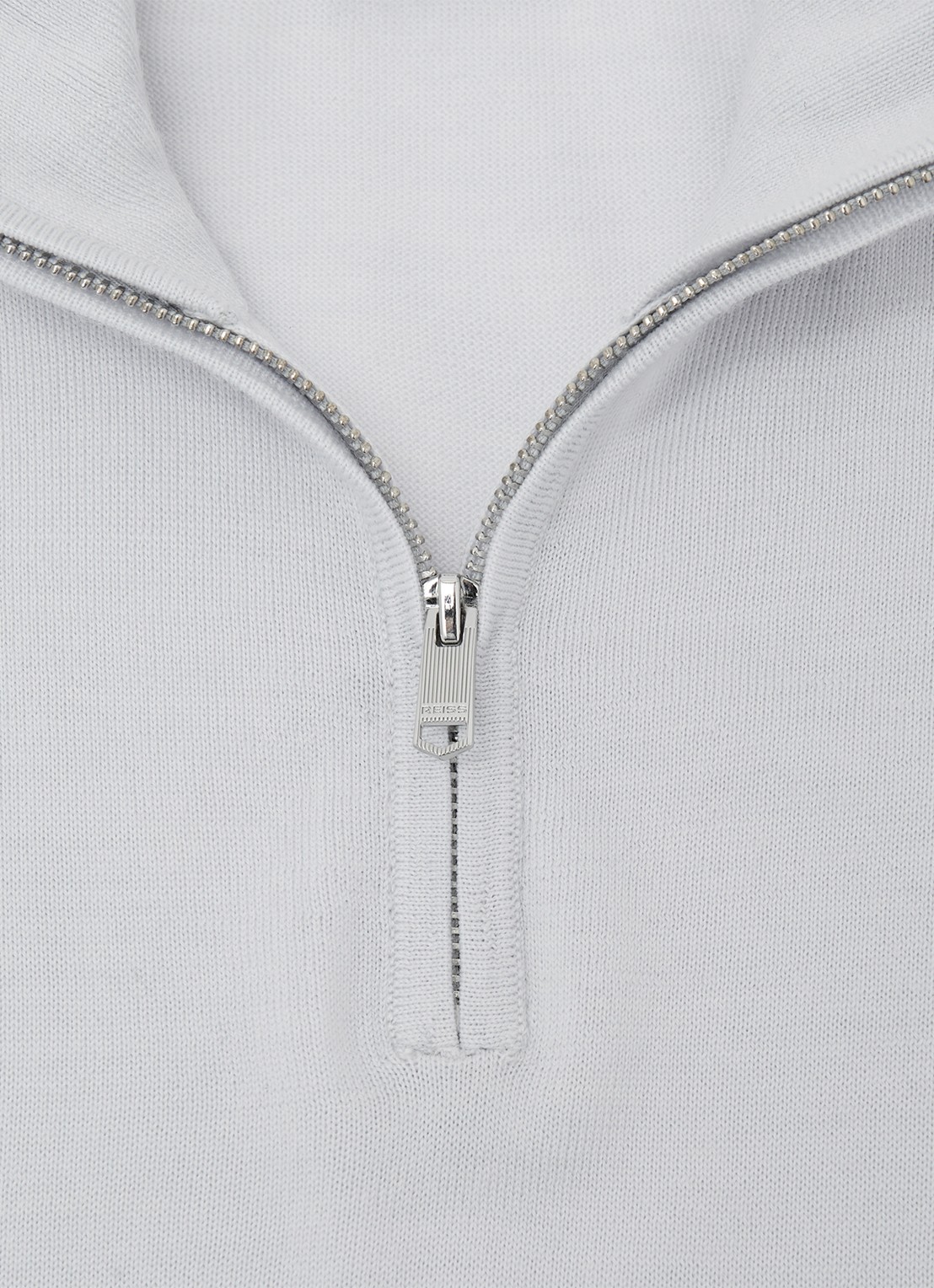Reiss Blackhall schipperstrui van wol met halve rits  - detail 4 lichtblauw