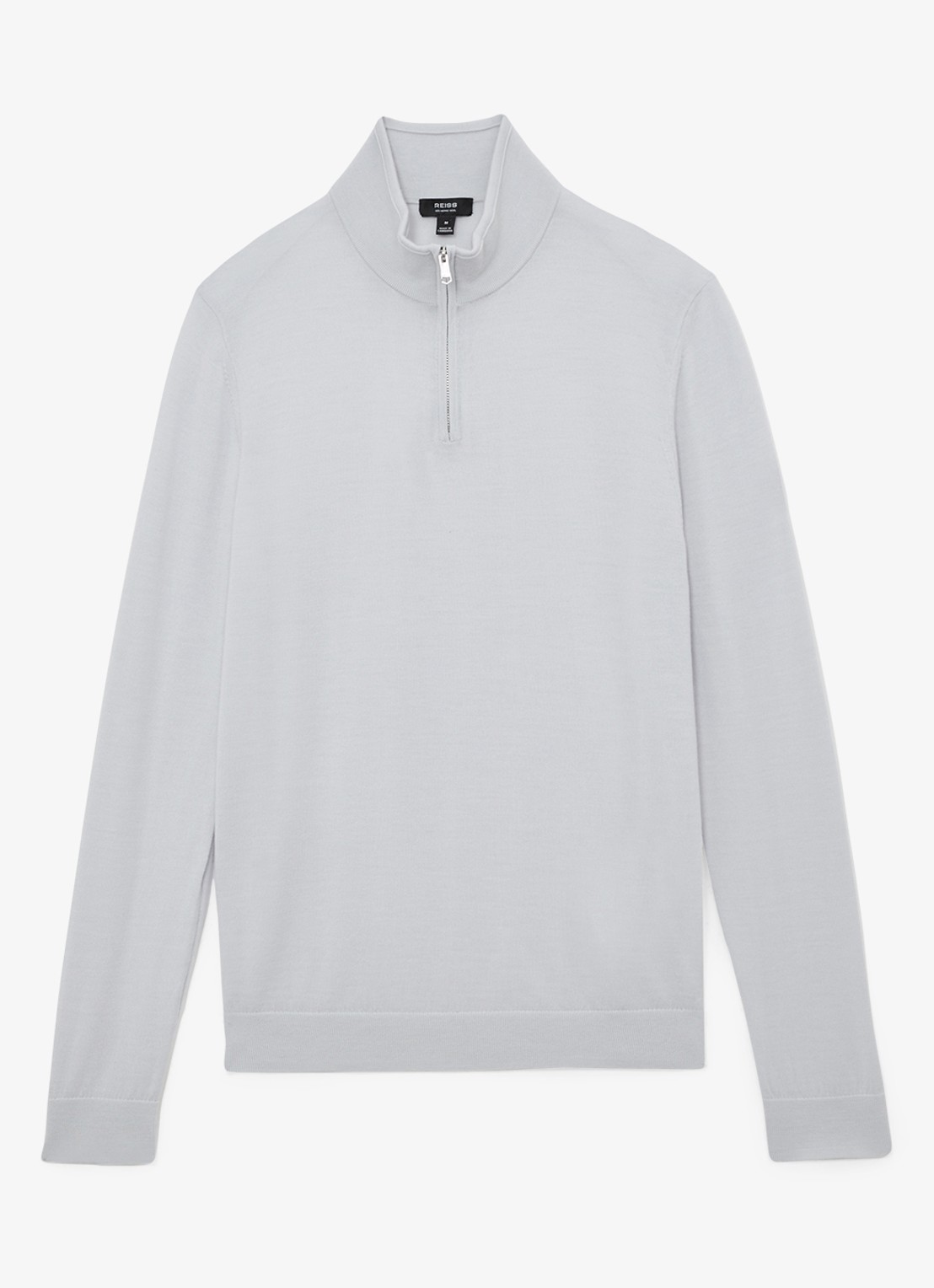 Reiss Blackhall schipperstrui van wol met halve rits  - voorkant 5 lichtblauw