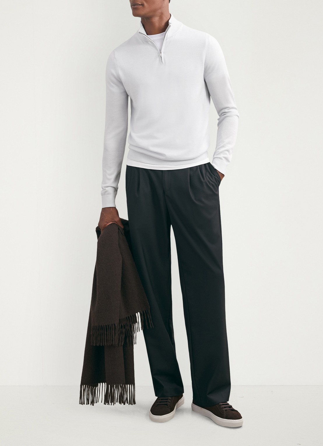 Reiss Blackhall schipperstrui van wol met halve rits  - voorkant 6 lichtblauw