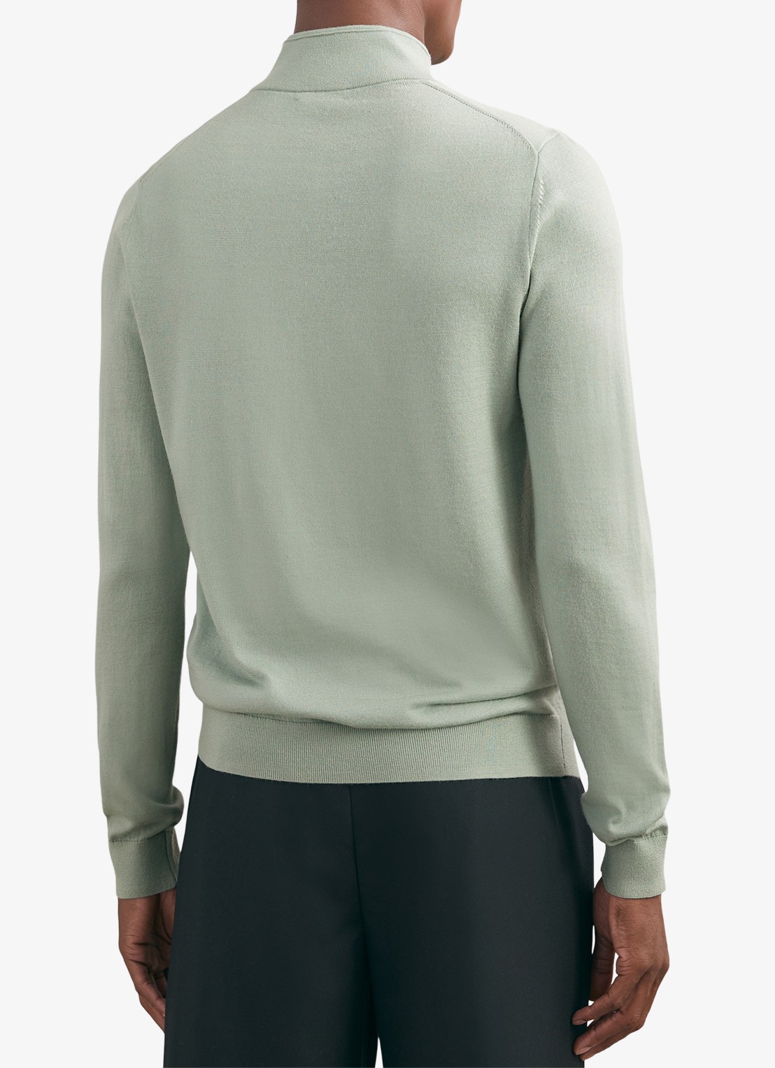 Reiss Blackhall schipperstrui van wol met halve rits  - achterkant 6 lichtgroen