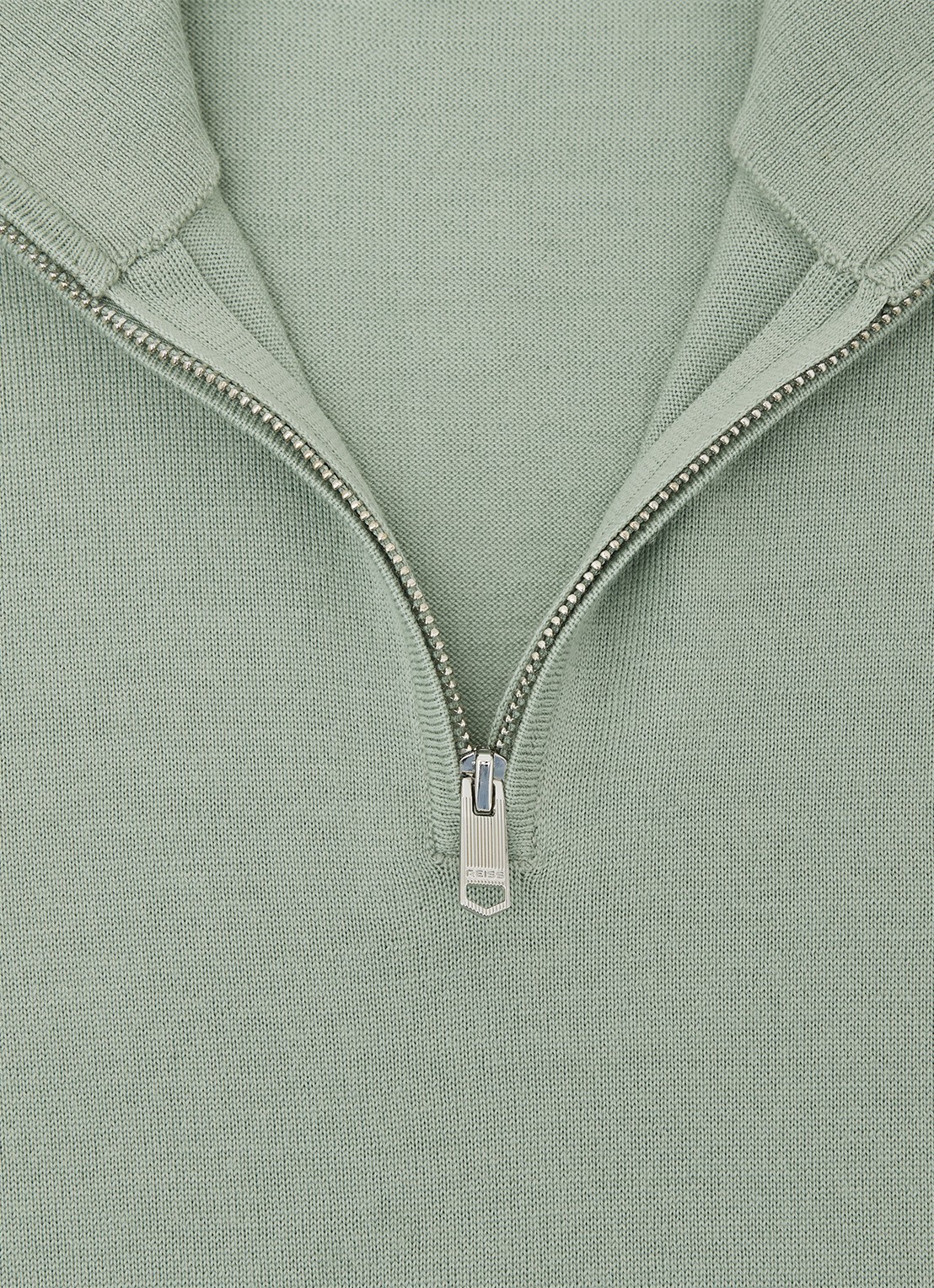 Reiss Blackhall schipperstrui van wol met halve rits  - detail 3 lichtgroen