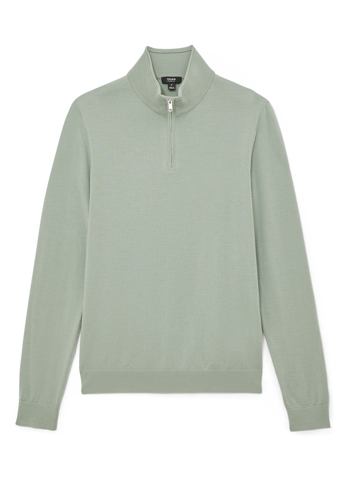 Reiss Blackhall schipperstrui van wol met halve rits  - voorkant 4 lichtgroen
