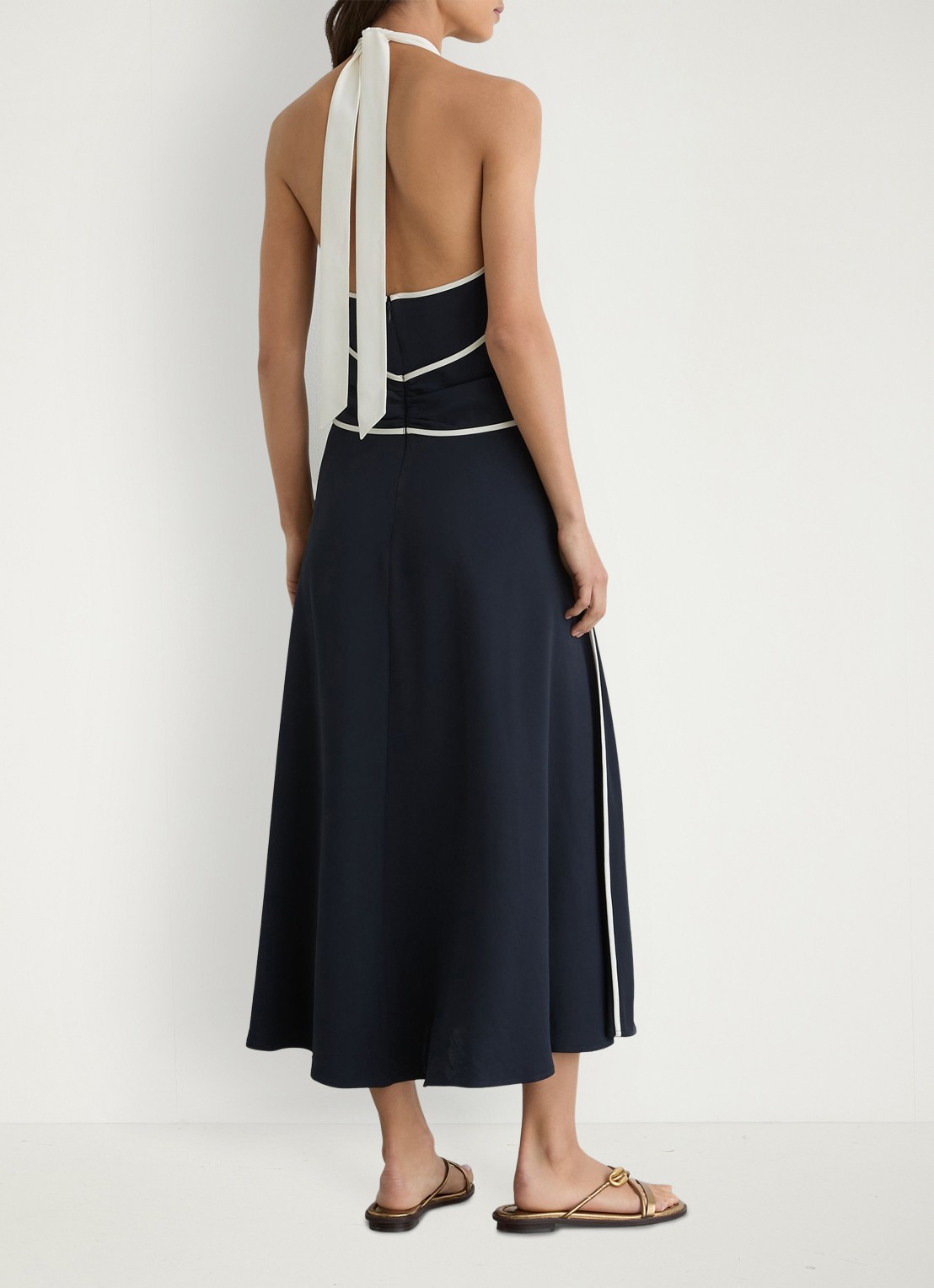 Reiss Blair midi jurk met steekzakken - achterkant 5 donkerblauw