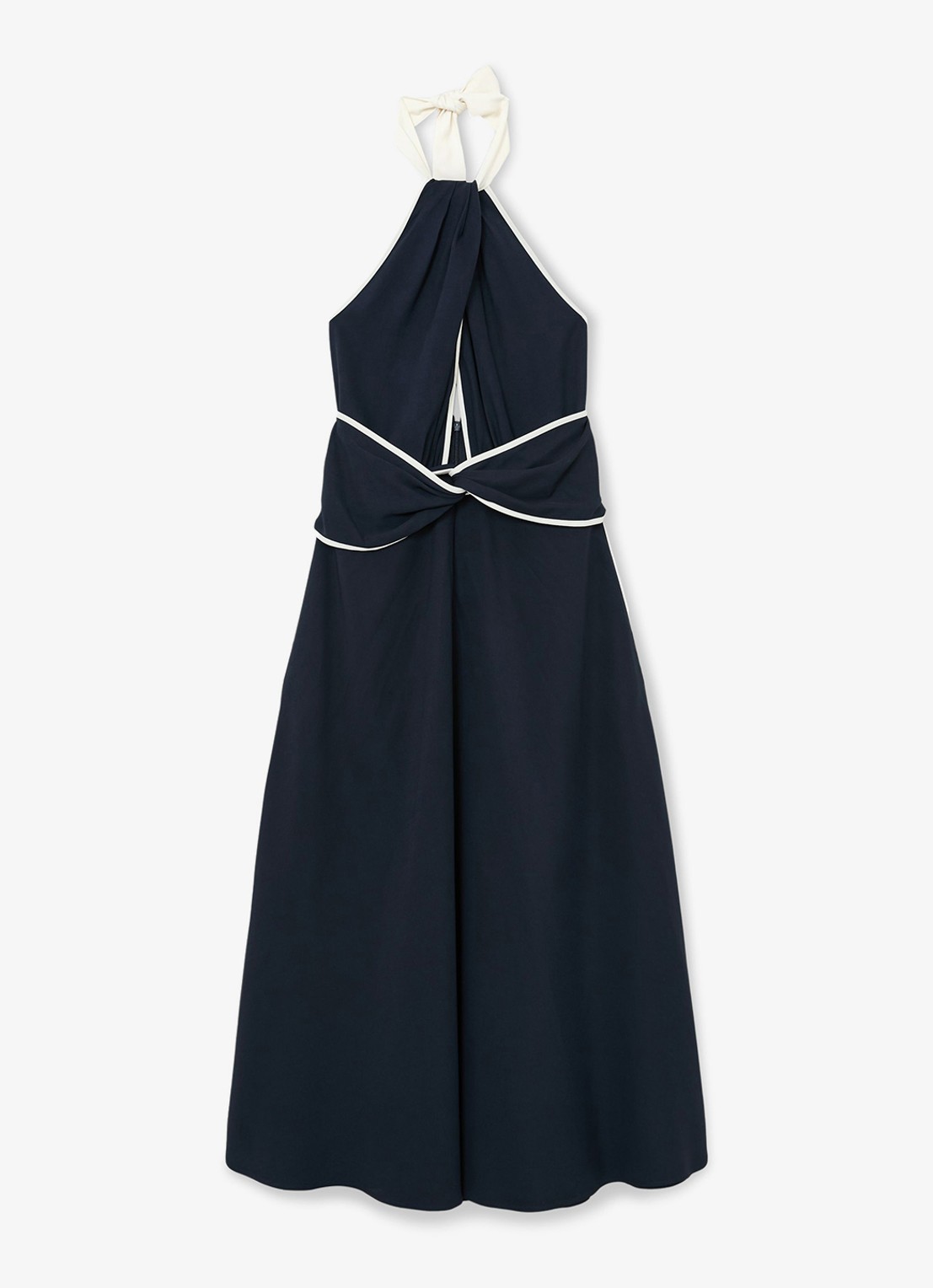 Reiss Blair midi jurk met steekzakken - voorkant 6 donkerblauw