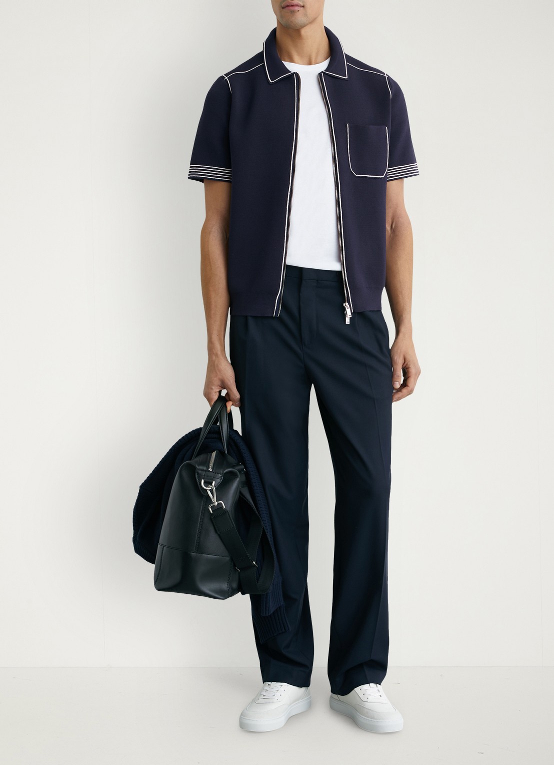 Reiss Blake regular fit overhemd met borstzak - voorkant 2 donkerblauw