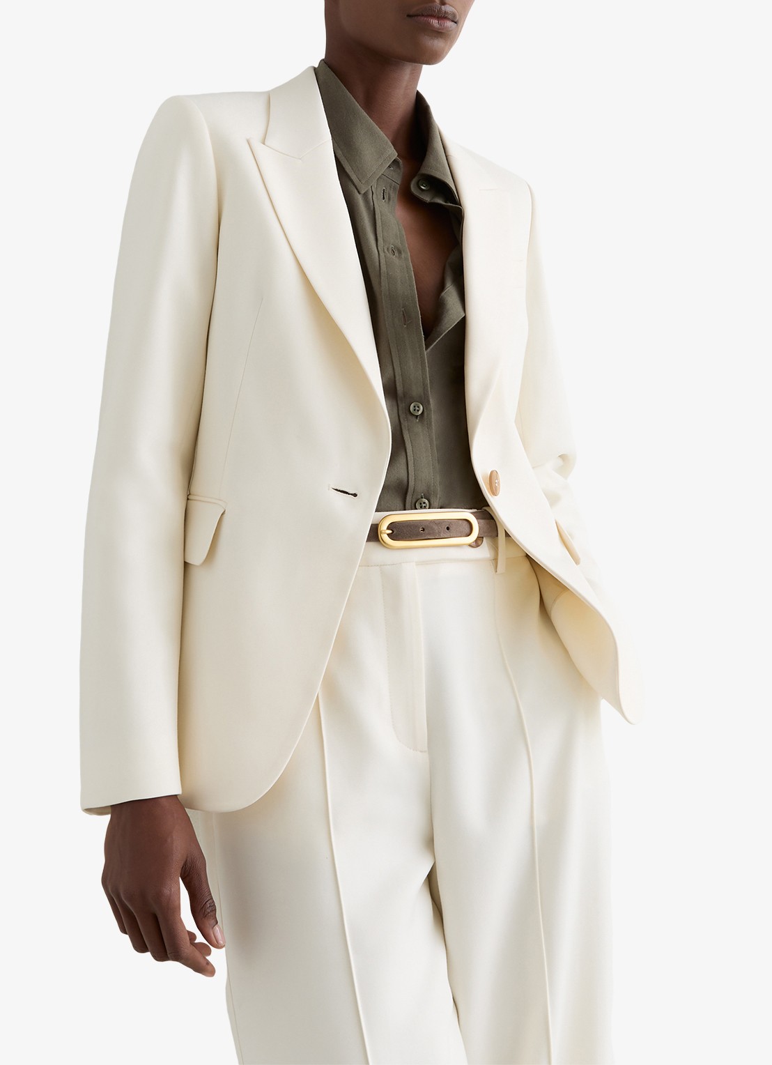 Reiss Blazer met klepzakken - detail creme