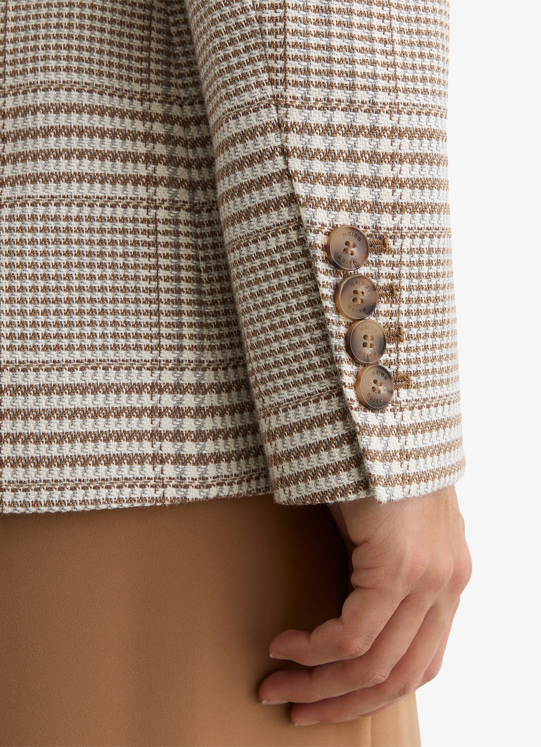 Reiss Blazer met pied-de-poule dessin - detail 2 beige