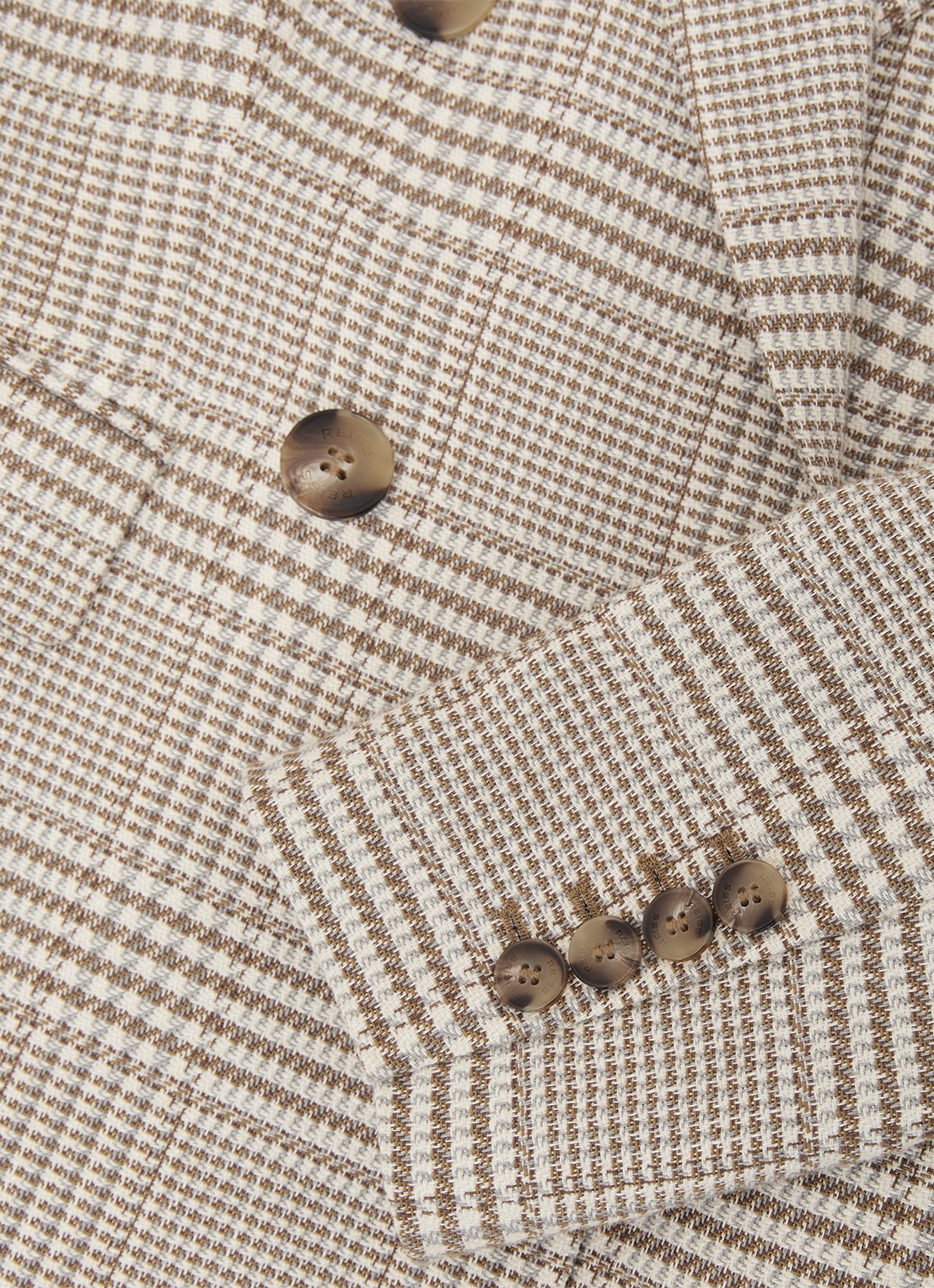Reiss Blazer met pied-de-poule dessin - detail 4 beige