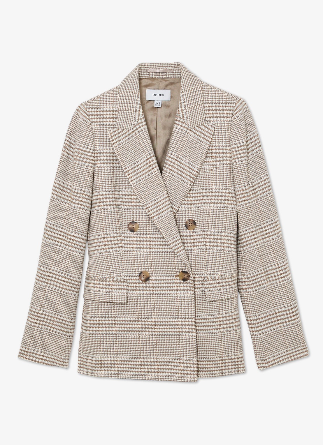 Reiss Blazer met pied-de-poule dessin - voorkant 5 beige