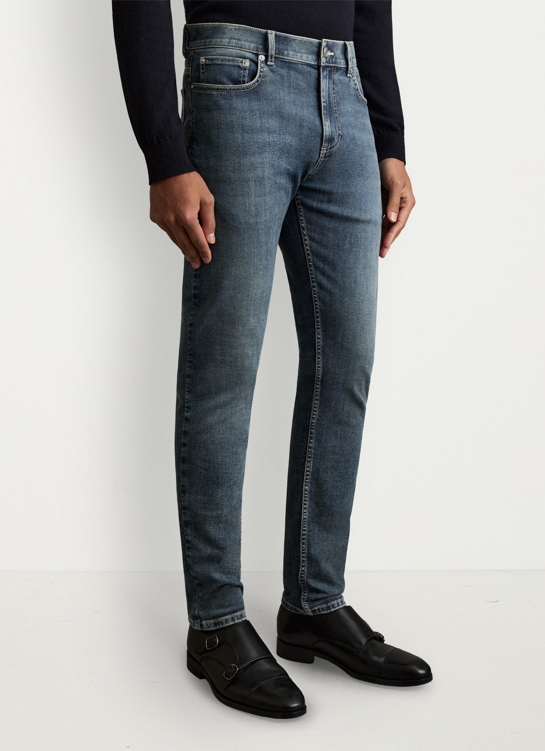 Reiss Bleaker skinny jeans met donkere wassing - detail 4 washed indigo