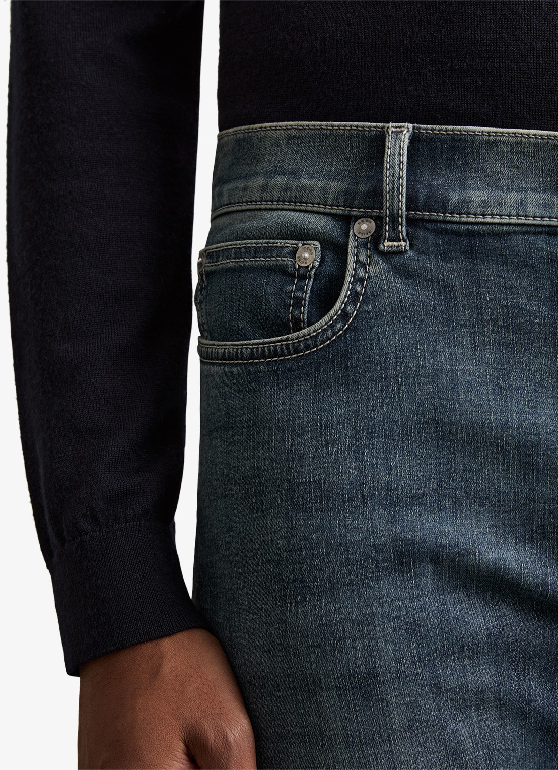 Reiss Bleaker skinny jeans met donkere wassing - detail 5 washed indigo