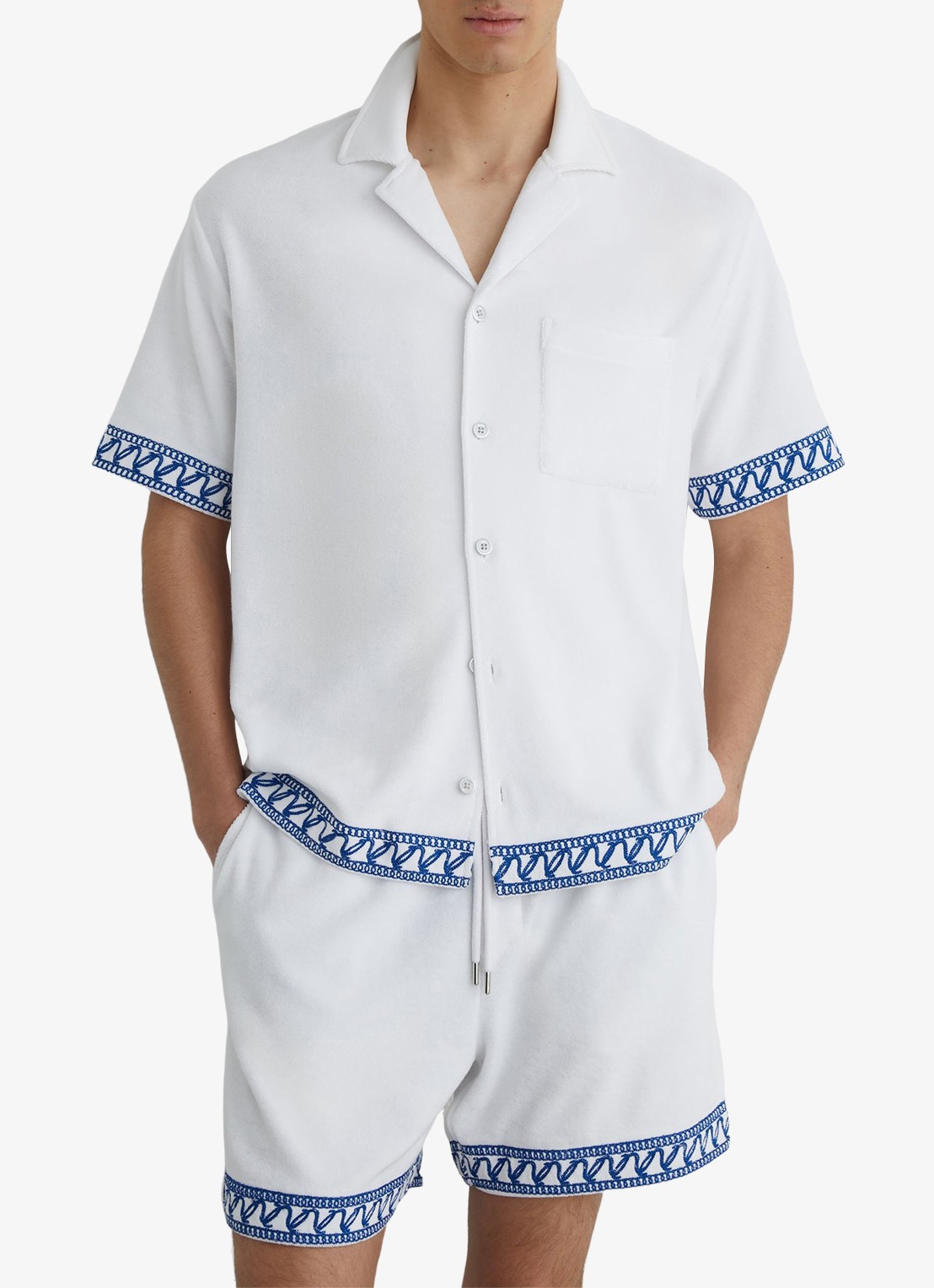 Reiss Bleeker regular fit overhemd met borduring - detail white / wit