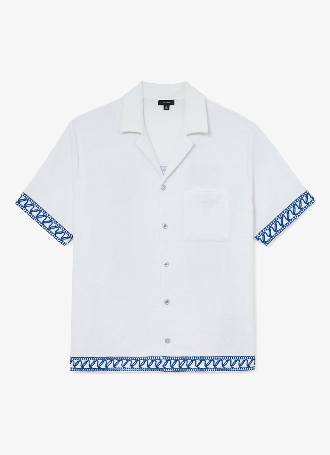 Reiss Bleeker regular fit overhemd met borduring - voorkant 6 white / wit