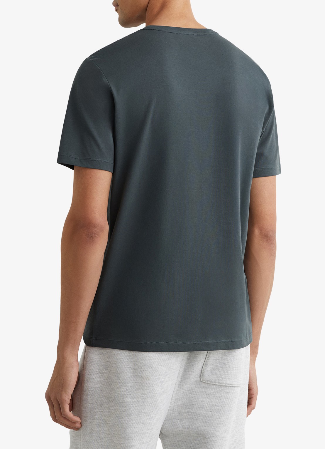 Reiss BLESS Katoen Crew-Neck Tailored-Fit T-Shirt - achterkant staalblauw