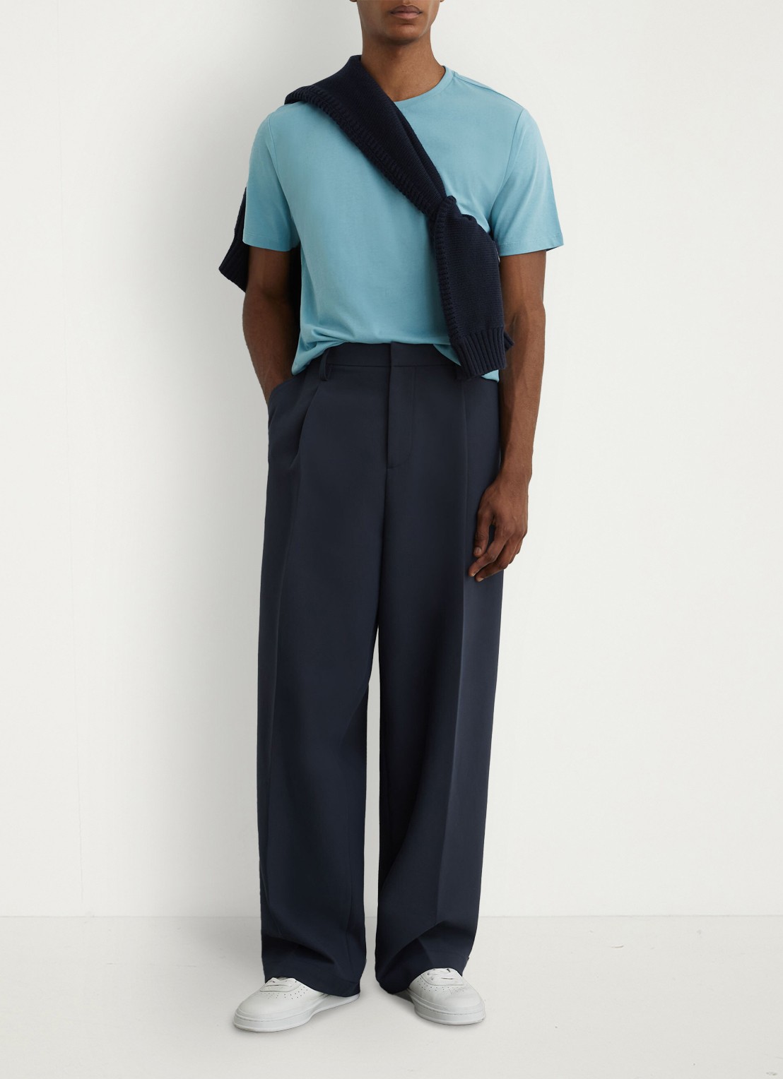 Reiss BLESS Katoen Crew-Neck Tailored-Fit T-Shirt - voorkant 6 blauw