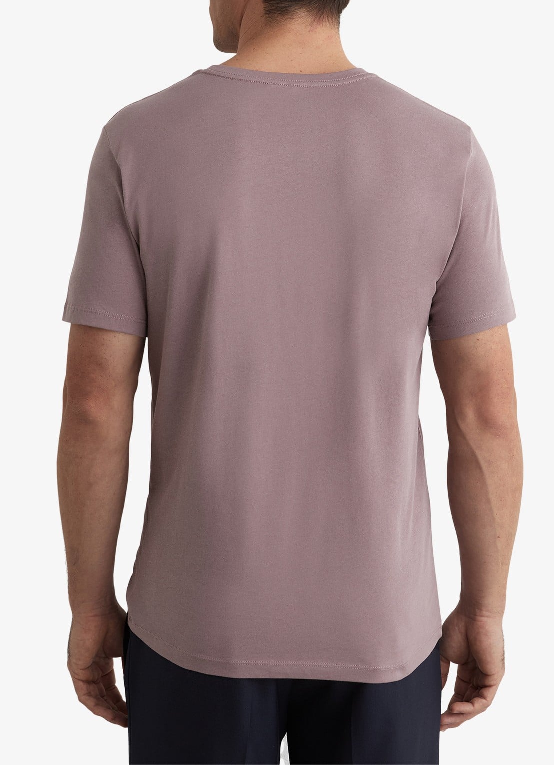 Reiss BLESS Katoen Crew-Neck Tailored-Fit T-Shirt - achterkant 3 donkerbeige