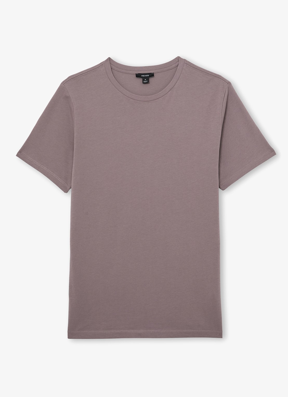 Reiss BLESS Katoen Crew-Neck Tailored-Fit T-Shirt - voorkant donkerbeige