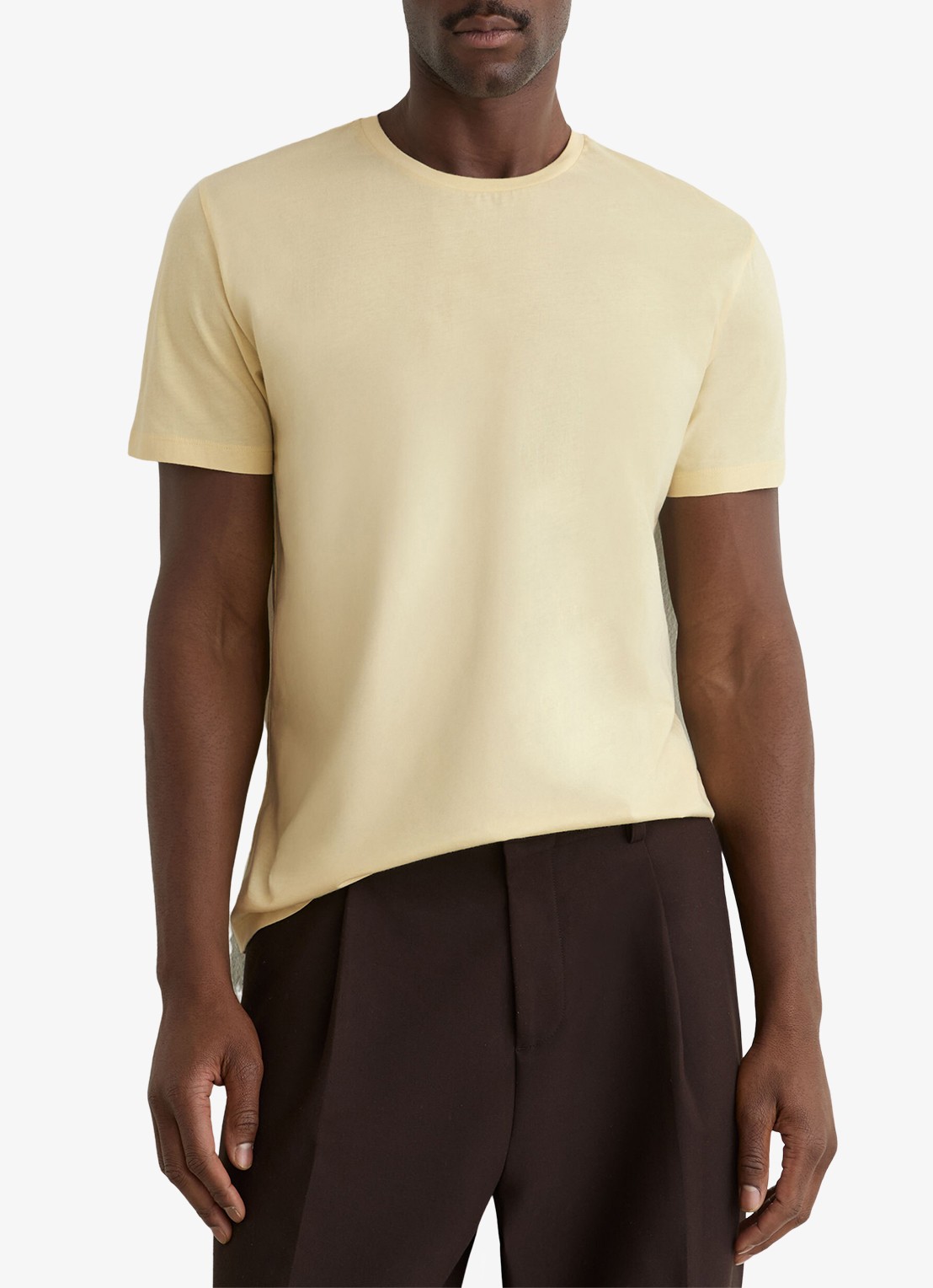 Reiss BLESS Katoen Crew-Neck Tailored-Fit T-Shirt - detail 3 geel