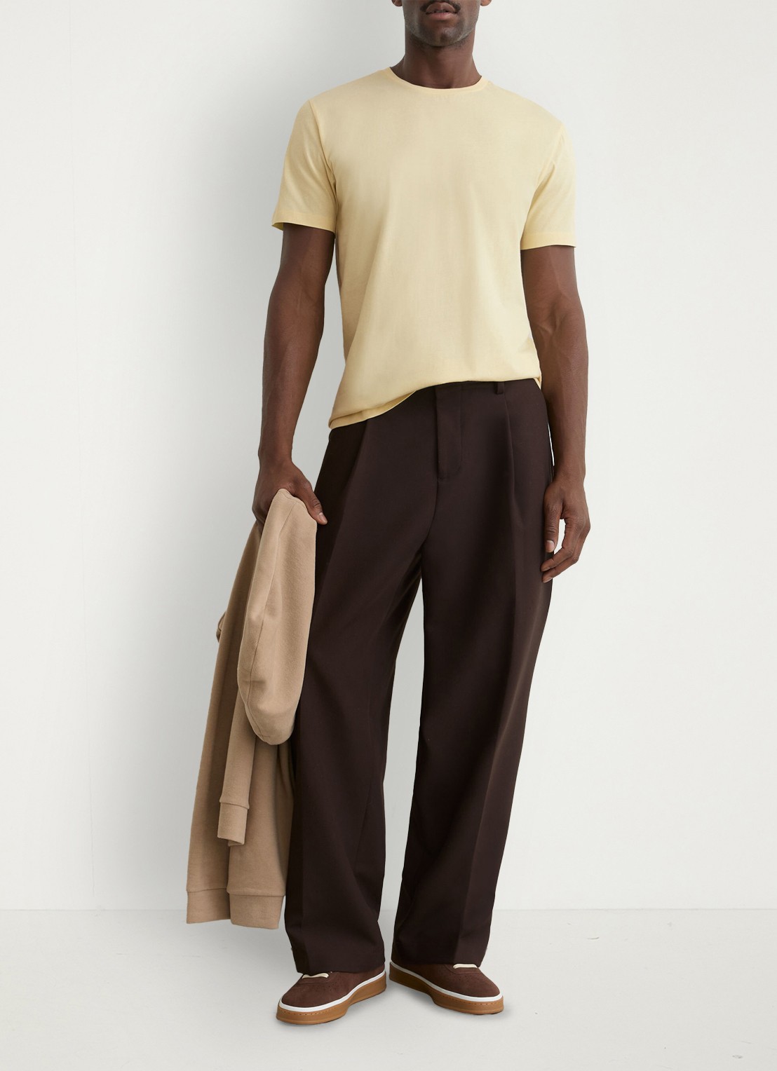 Reiss BLESS Katoen Crew-Neck Tailored-Fit T-Shirt - voorkant 2 geel