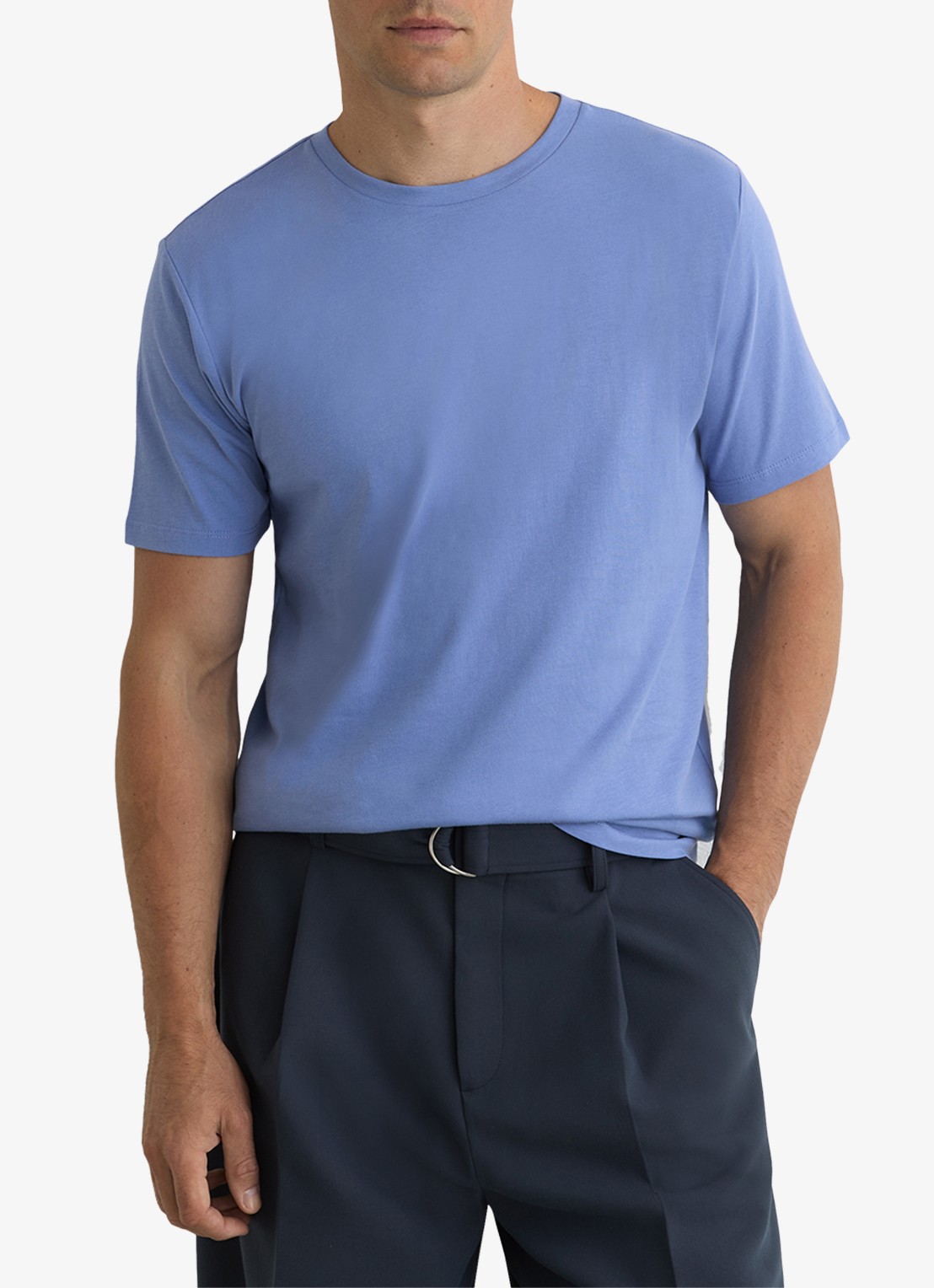 Reiss BLESS Katoen Crew-Neck Tailored-Fit T-Shirt - detail blauw