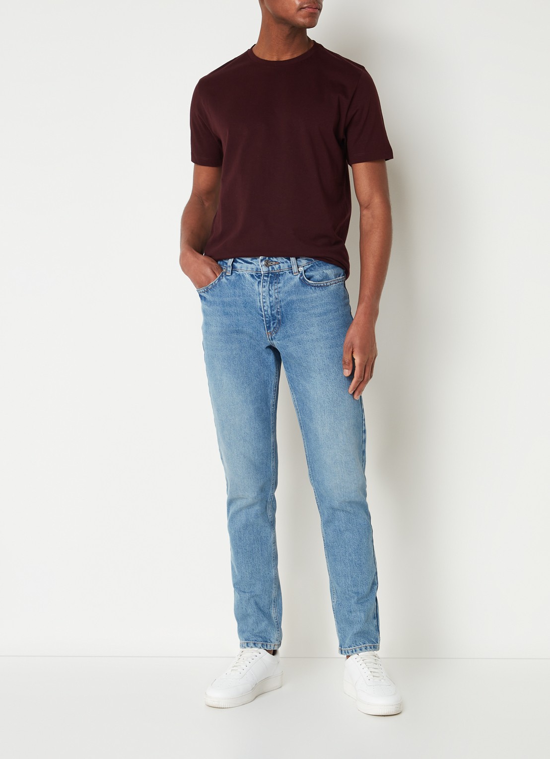 Reiss Bless T-shirt met ronde hals   - voorkant 2 bordeauxrood