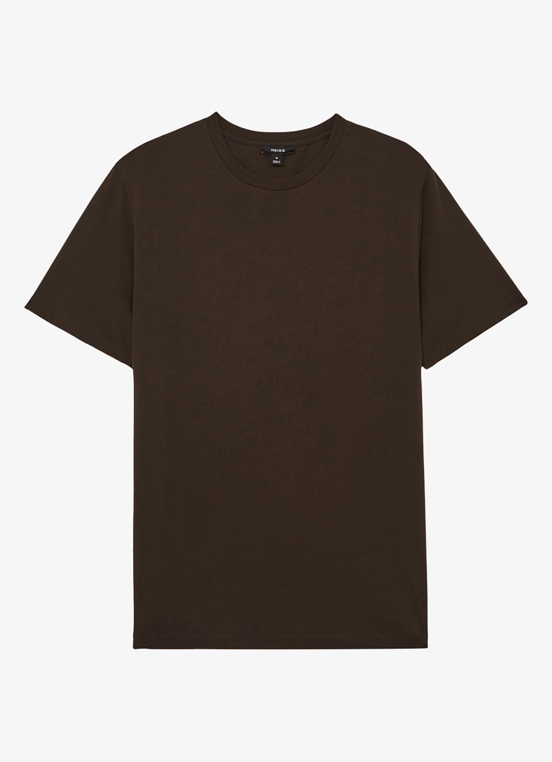 Reiss Bless t-shirt met ronde hals - voorkant donkerbruin