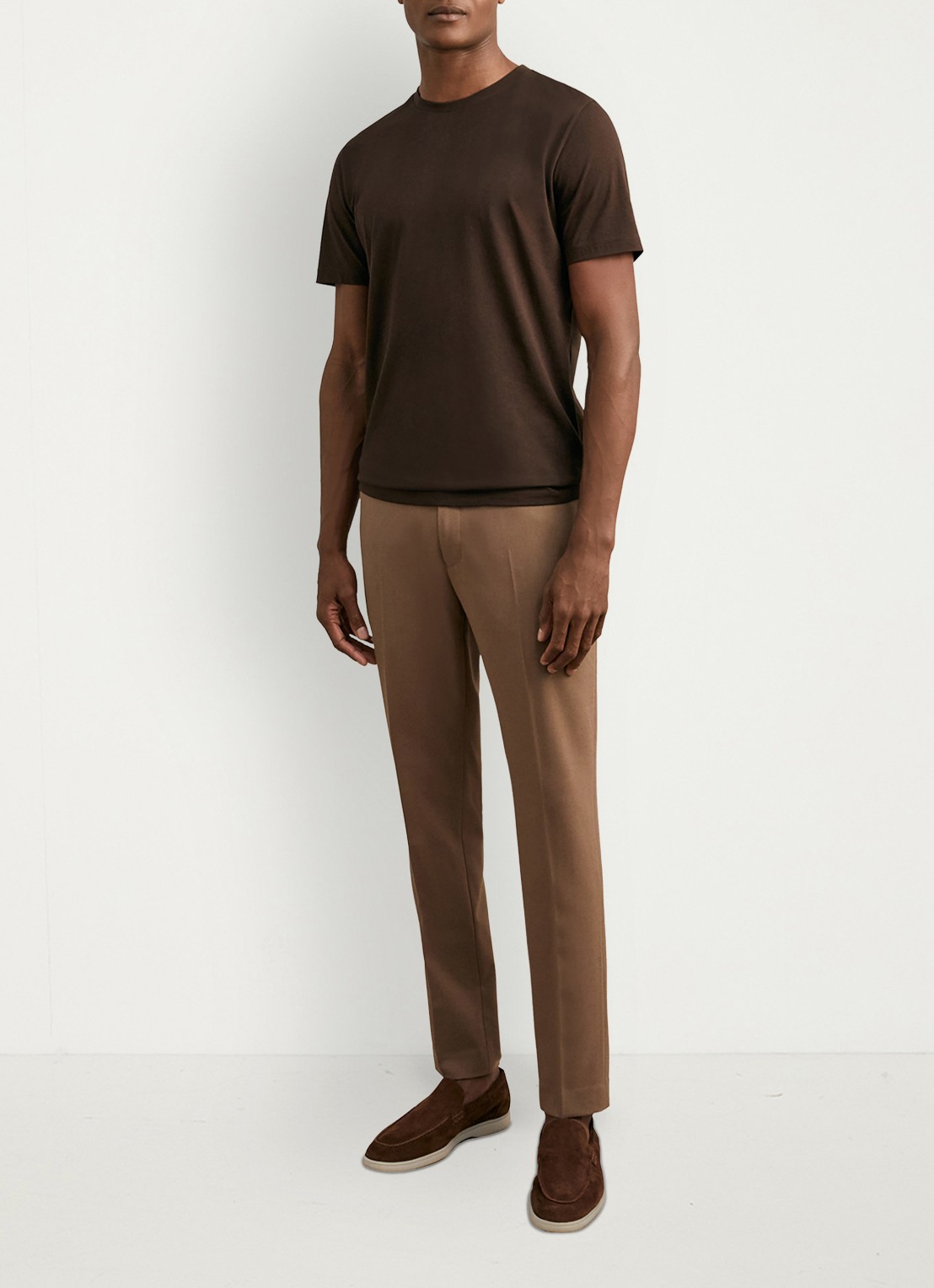 Reiss Bless t-shirt met ronde hals - voorkant 2 donkerbruin