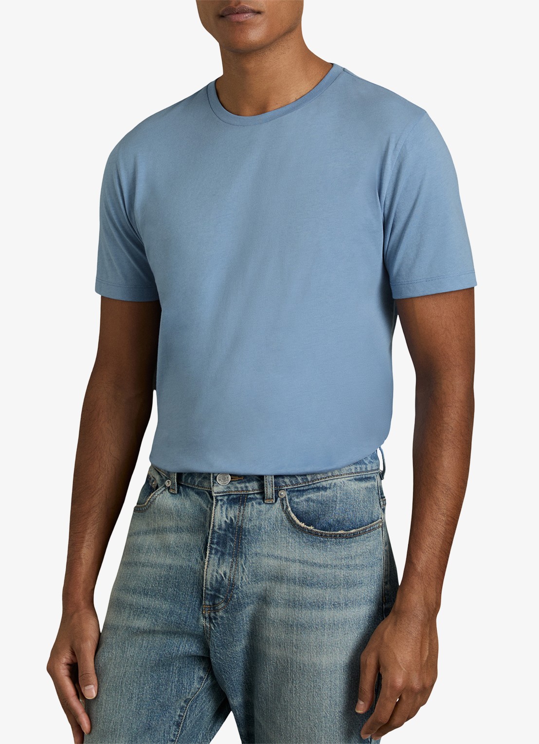 Reiss Bless T-shirt met stretch - detail 4 lichtblauw