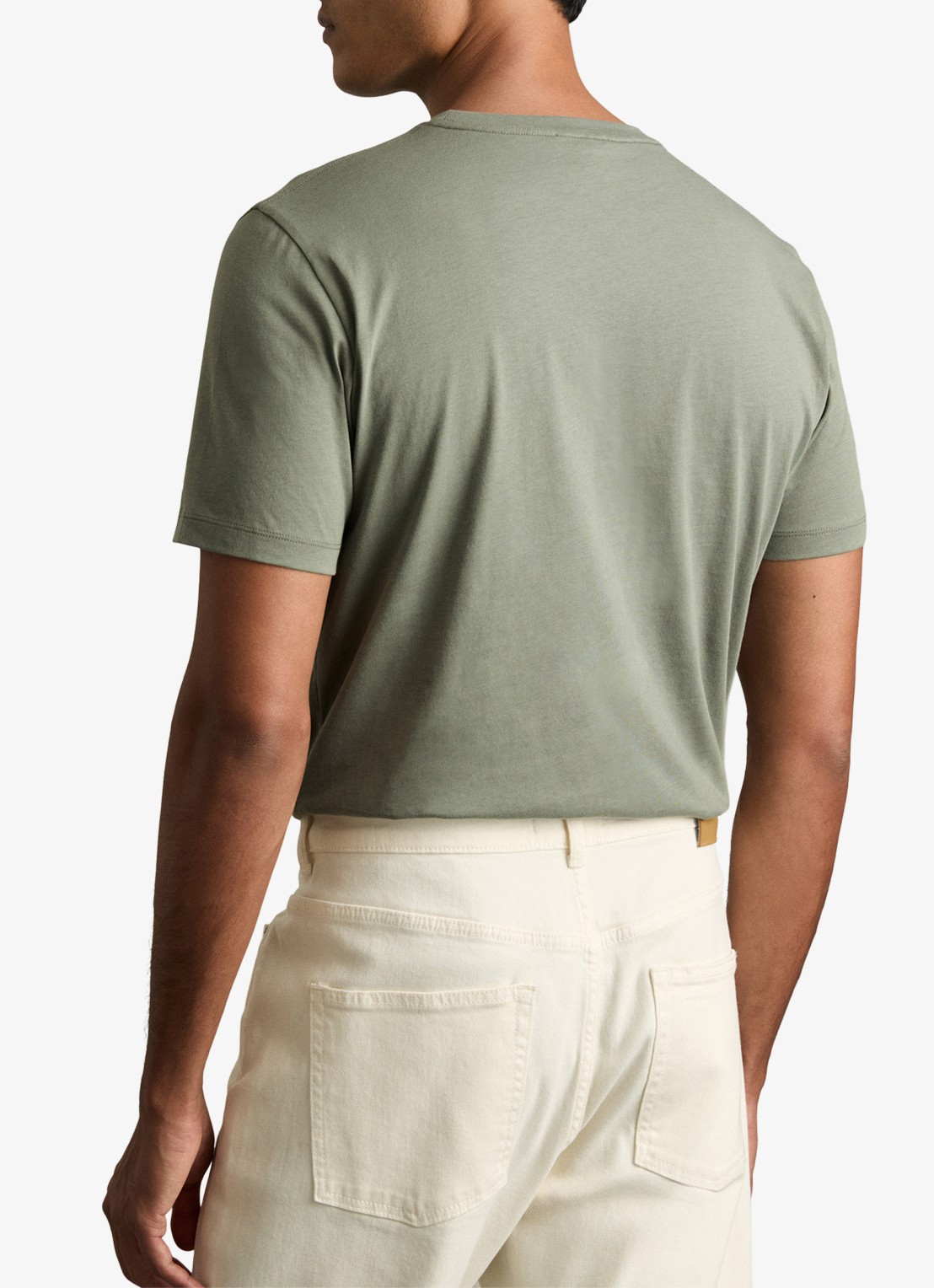 Reiss Bless T-shirt met stretch - achterkant 3 olijfgroen