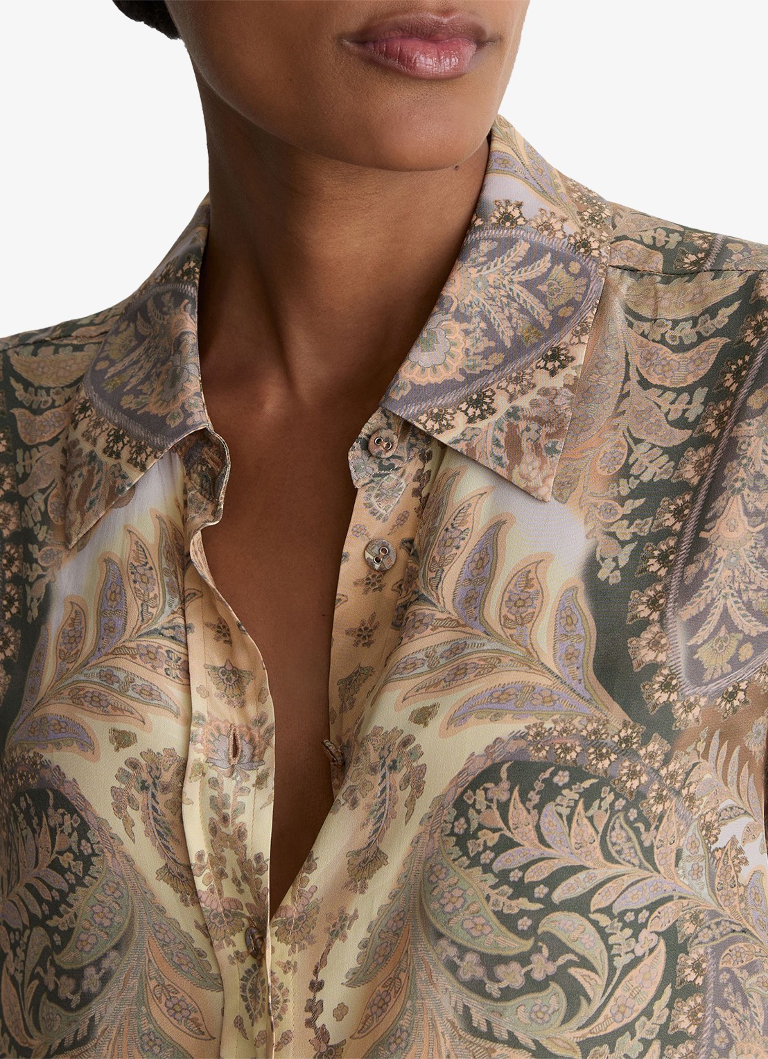Reiss Blouse met jacquard dessin - detail 2 zand