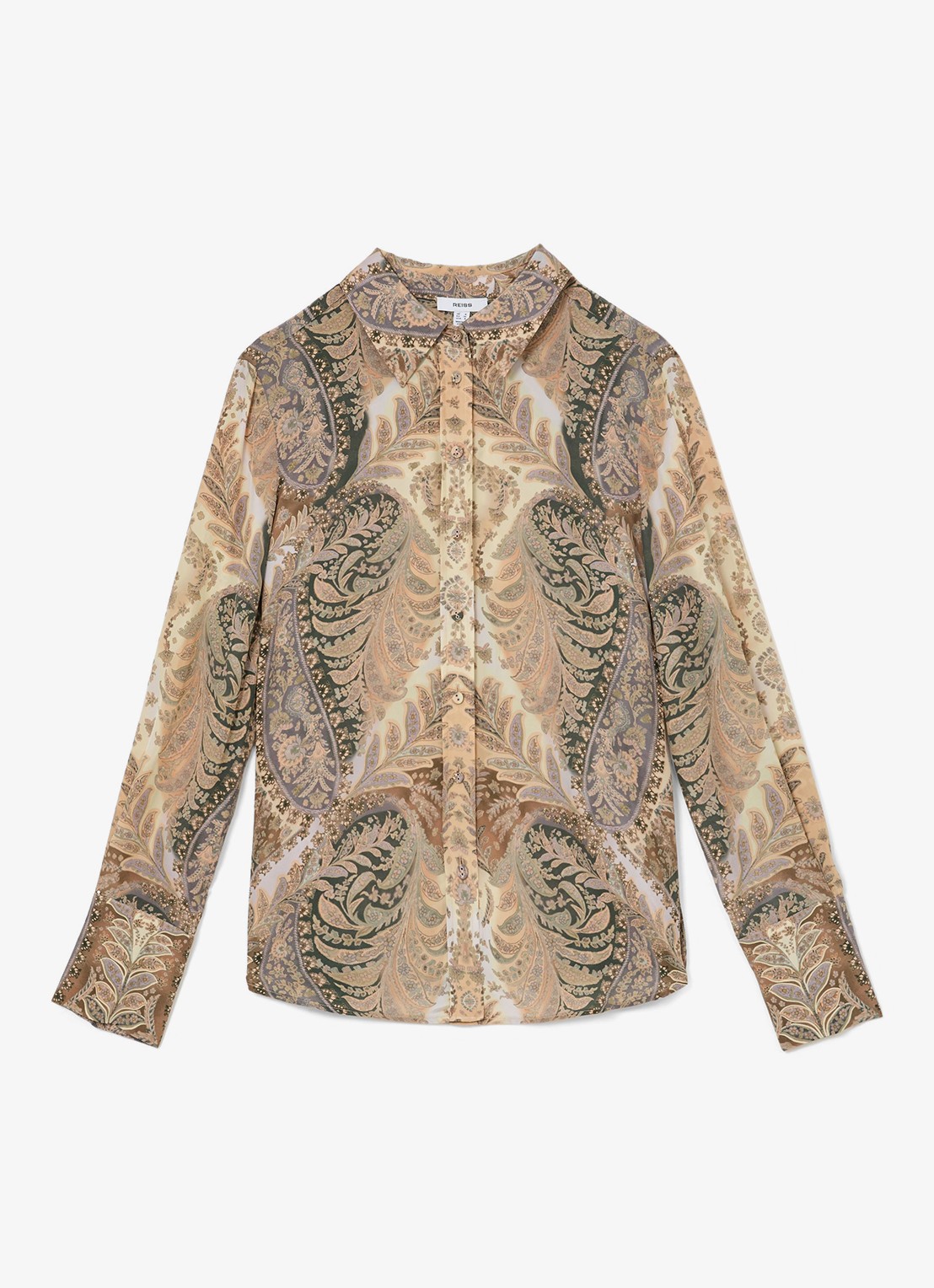 Reiss Blouse met jacquard dessin - voorkant 5 zand