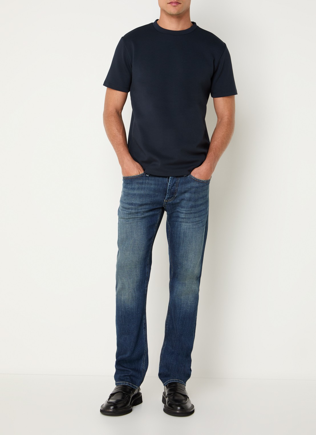 Reiss Bradley T-shirt met stretch - voorkant 4 donkerblauw