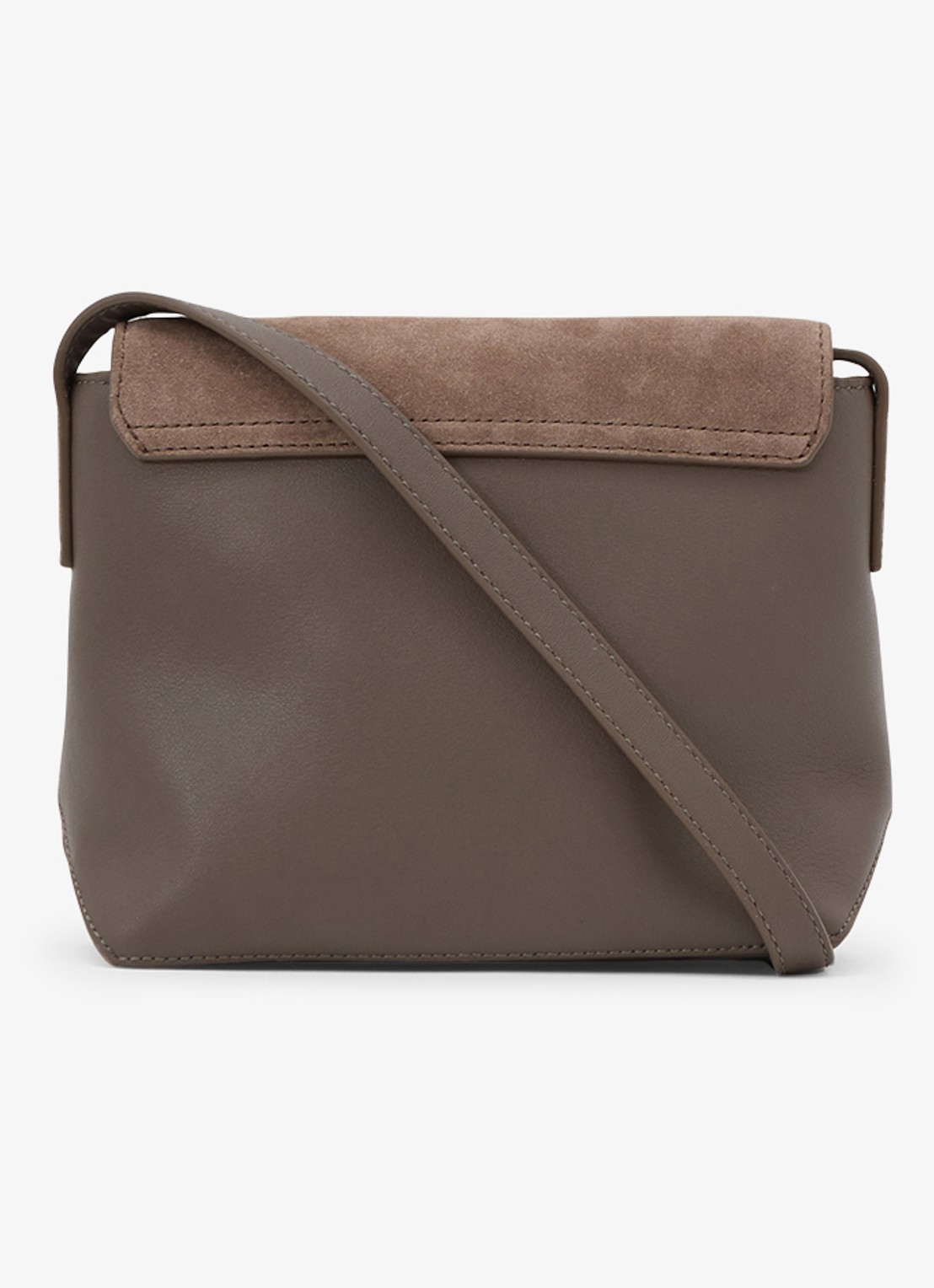 Reiss Brea crossbodytas van leer met suède details - achterkant donkerbruin