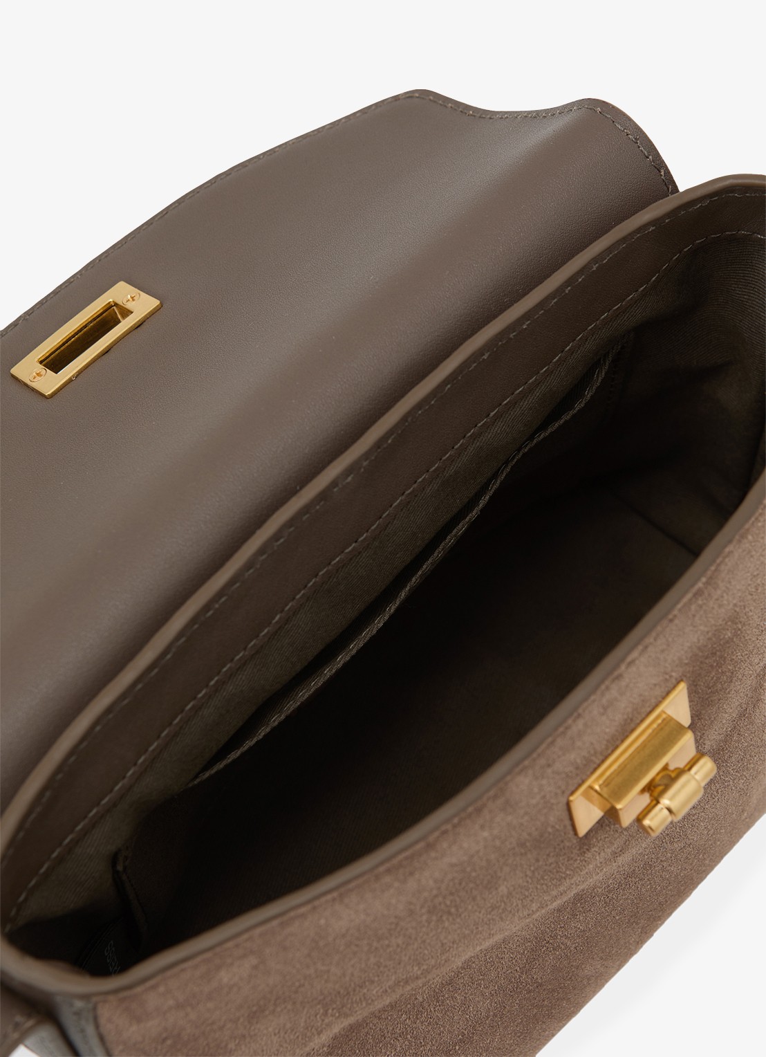 Reiss Brea crossbodytas van leer met suède details - detail 3 donkerbruin