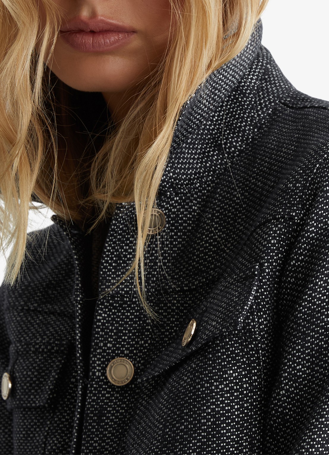 Reiss Bree jack in linnenblend - detail 6 donkerblauw