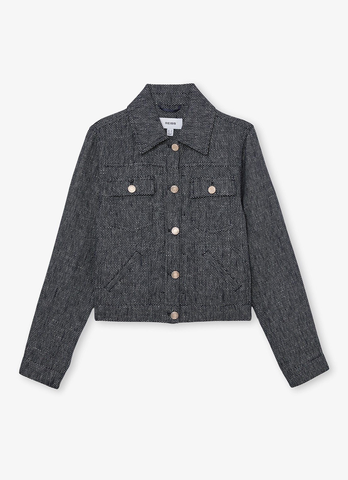 Reiss Bree jack in linnenblend - voorkant donkerblauw