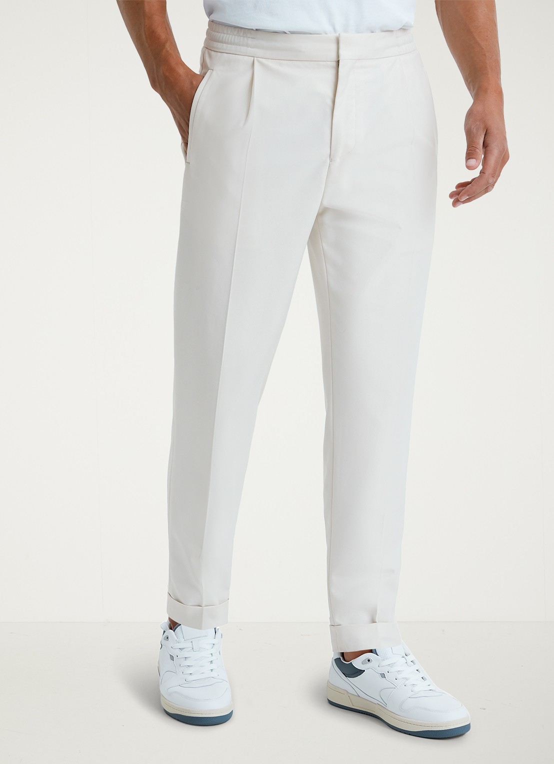 Reiss Brighton tapered fit chino met steekzakken - detail 3 ecru / wit