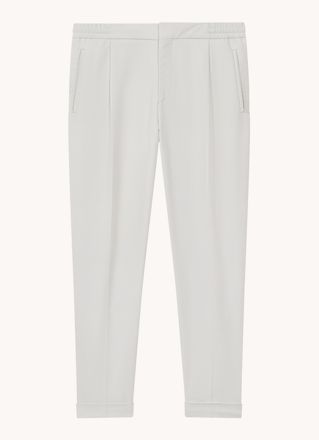 Reiss Brighton tapered fit chino met steekzakken - voorkant ecru / wit