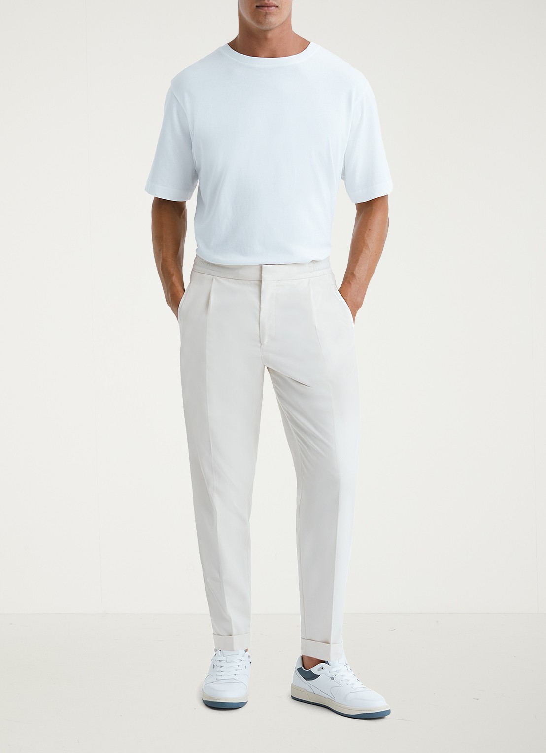 Reiss Brighton tapered fit chino met steekzakken - voorkant 2 ecru / wit