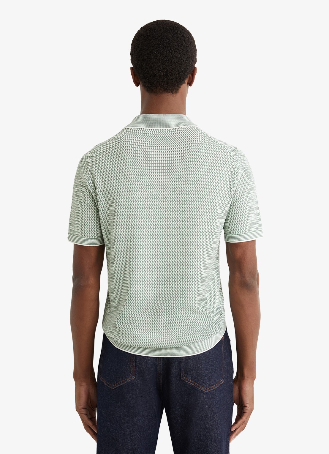 Reiss Brink regular fit polo met structuur - achterkant 7 groen