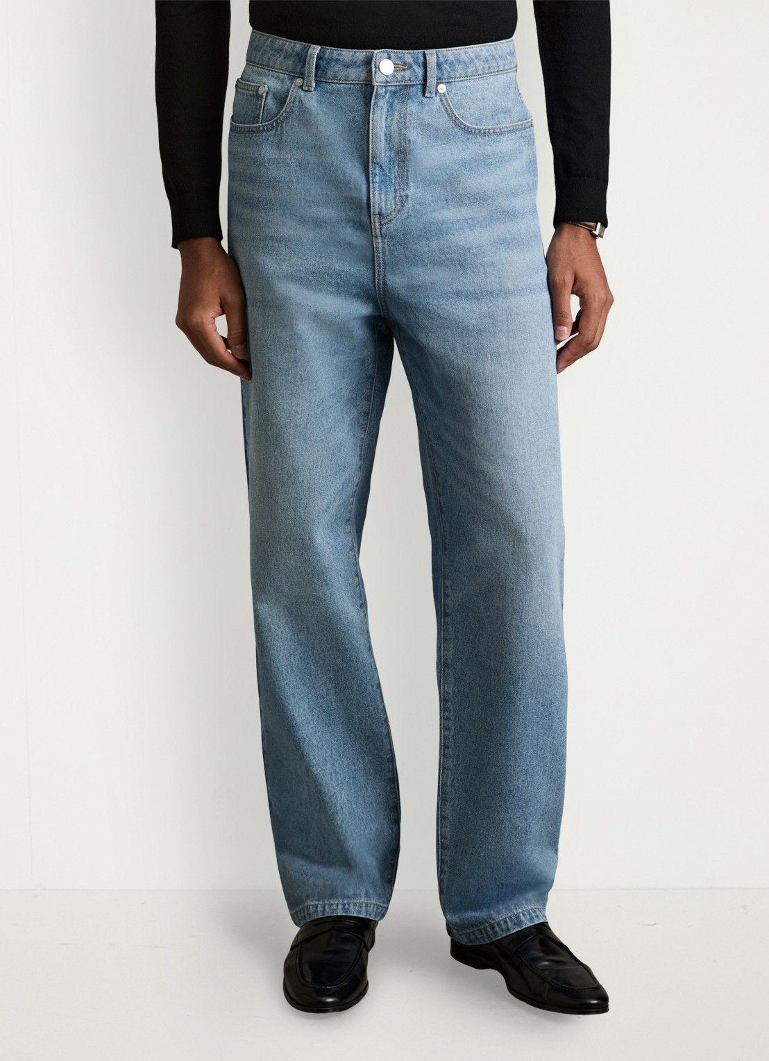 Reiss Broadway loose fit jeans met steekzakken - detail 3 denim