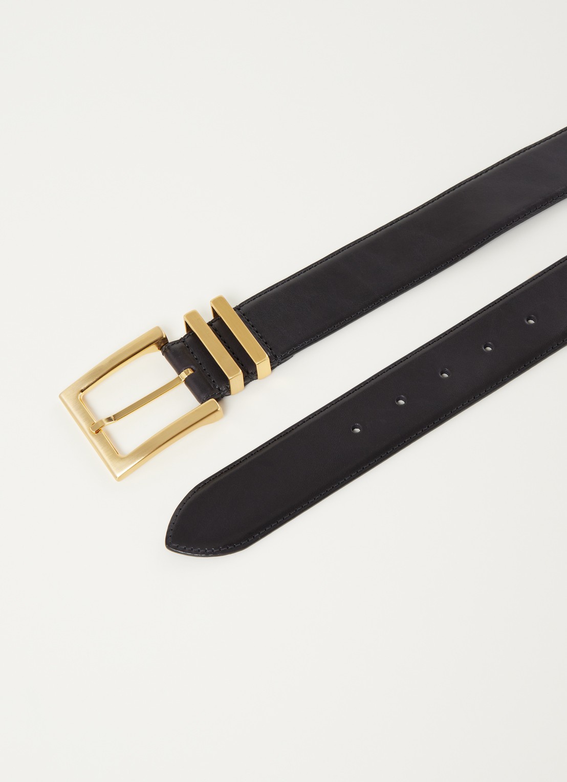 Reiss Brompton riem van leer - detail 2 zwart