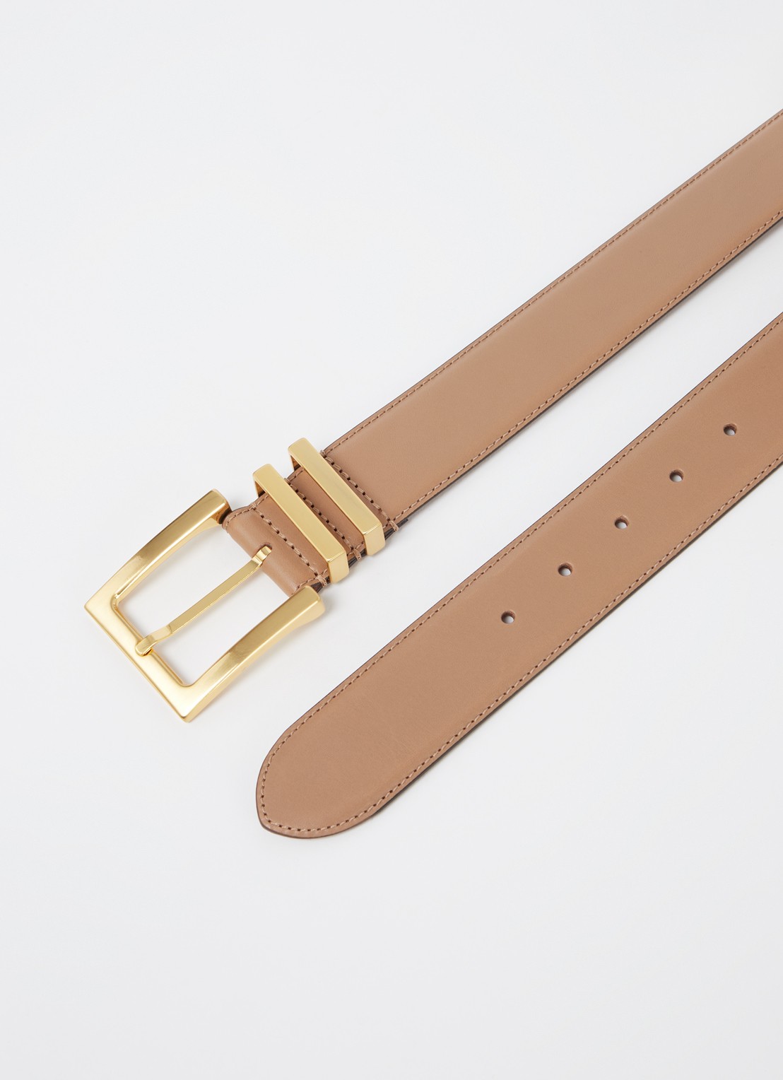 Reiss Brompton riem van leer - detail donkerbeige