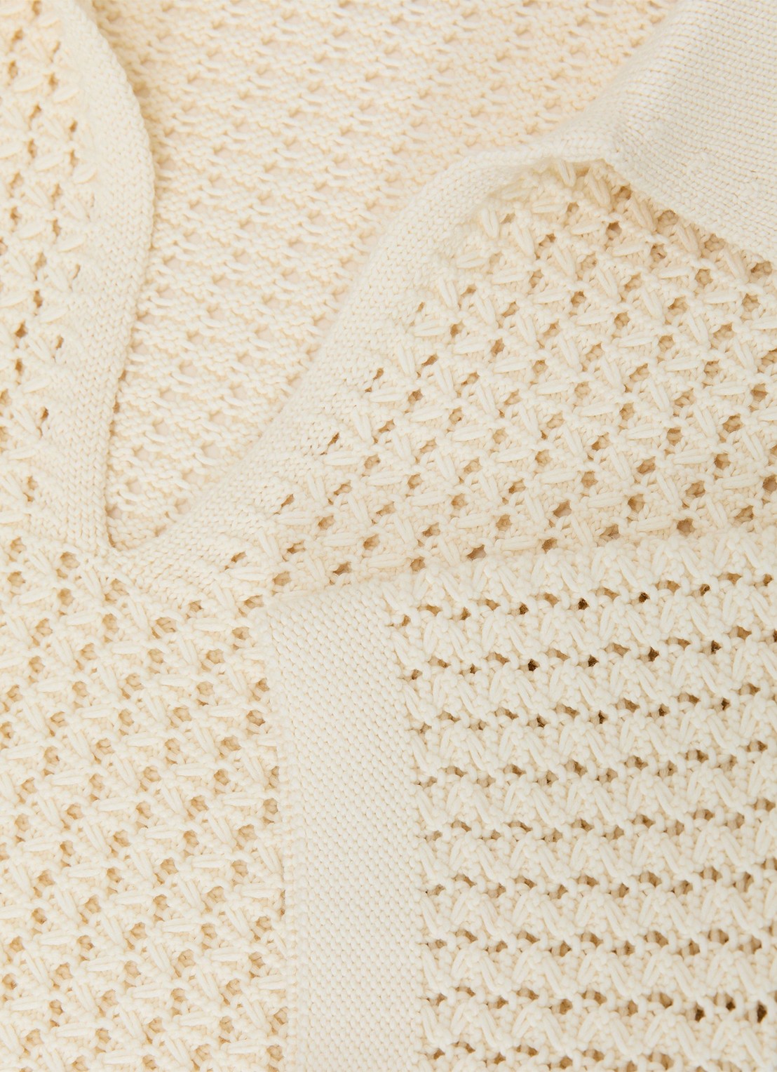 Reiss Bronwyn regular fit polo met opengewerkt dessin - detail 4 white / wit