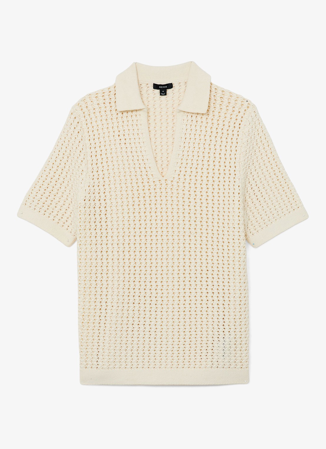 Reiss Bronwyn regular fit polo met opengewerkt dessin - voorkant 2 white / wit
