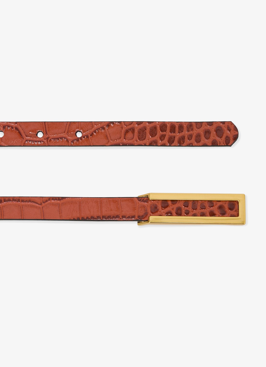 Reiss Bronya riem van leer met crocostructuur - detail 3 bruin
